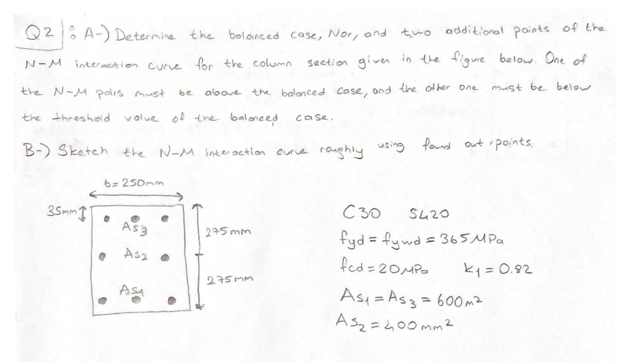 Q 2 : A - ) Determine the bolanced case, Nor, and