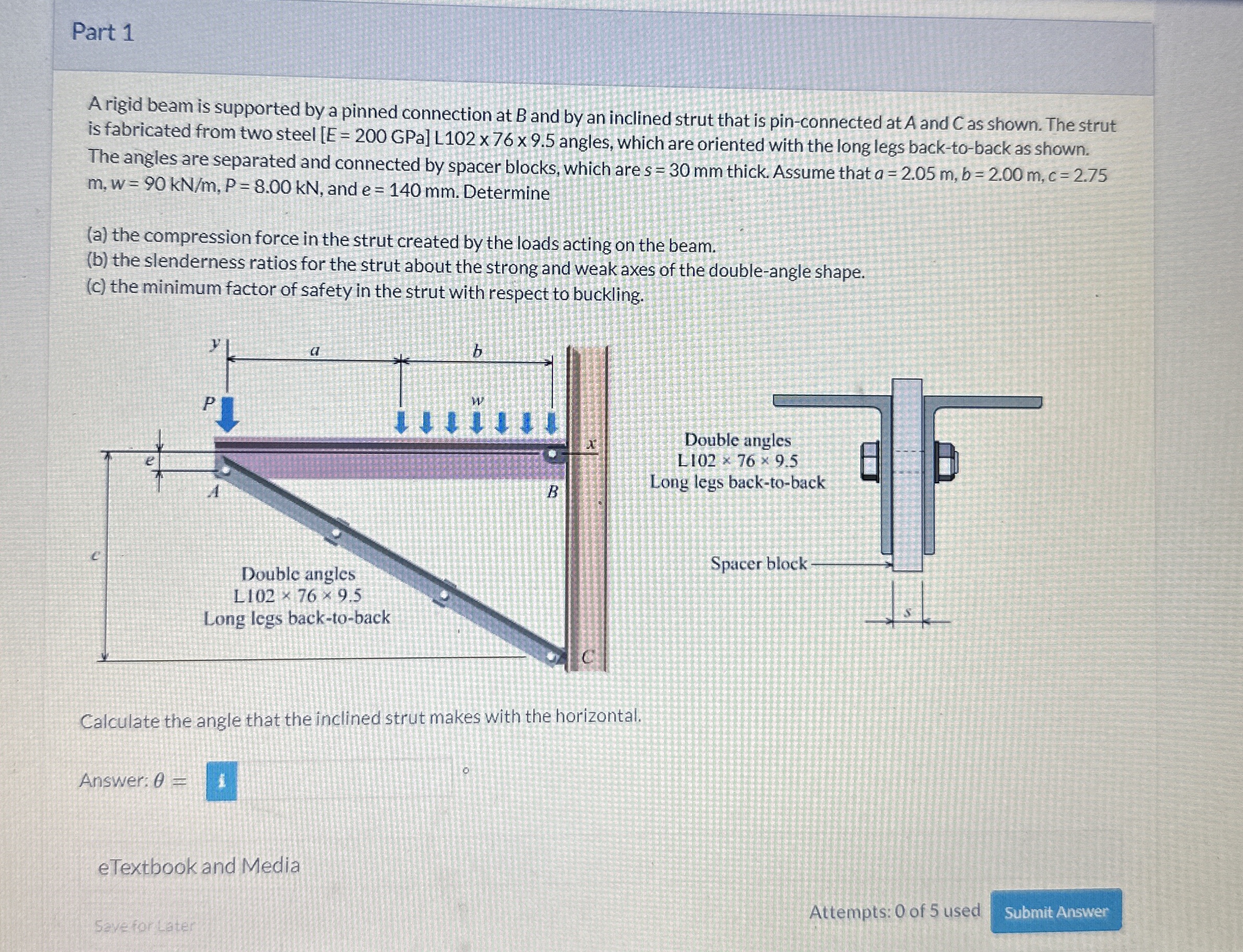 Part 1 A rigid beam is supported by a pinned