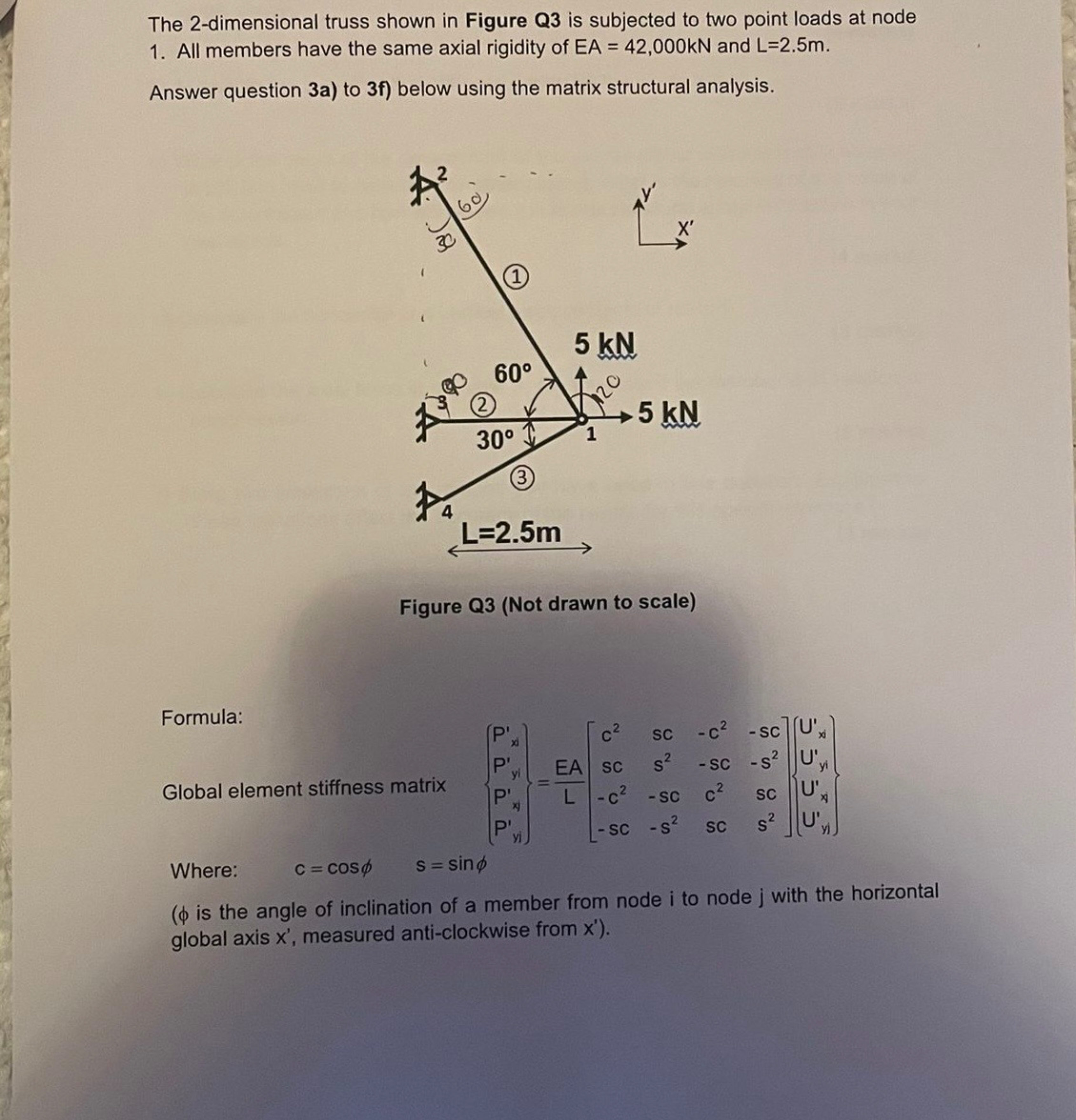 a ) set up the global element stiffness matrix