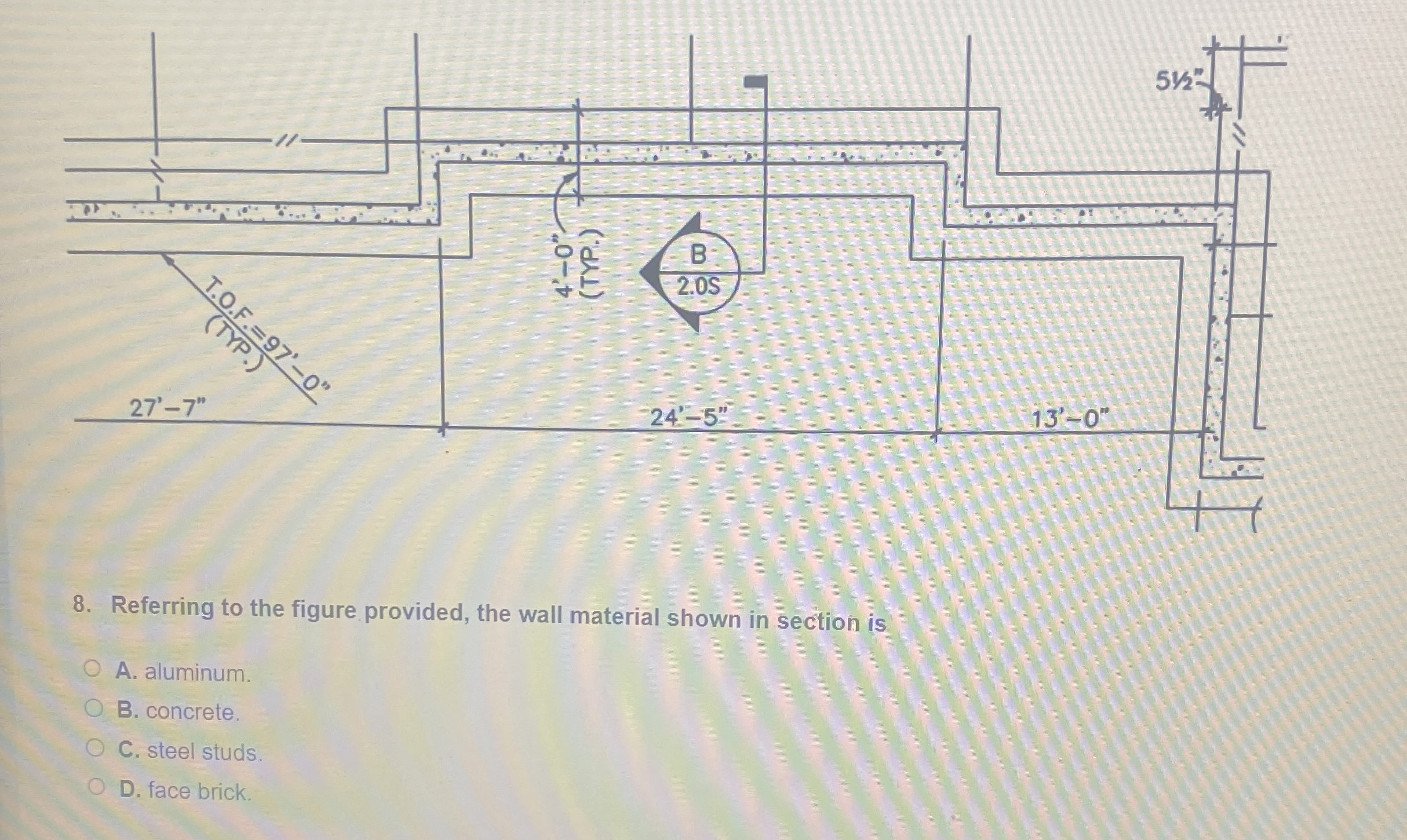 Referring to the figure provided, the wall