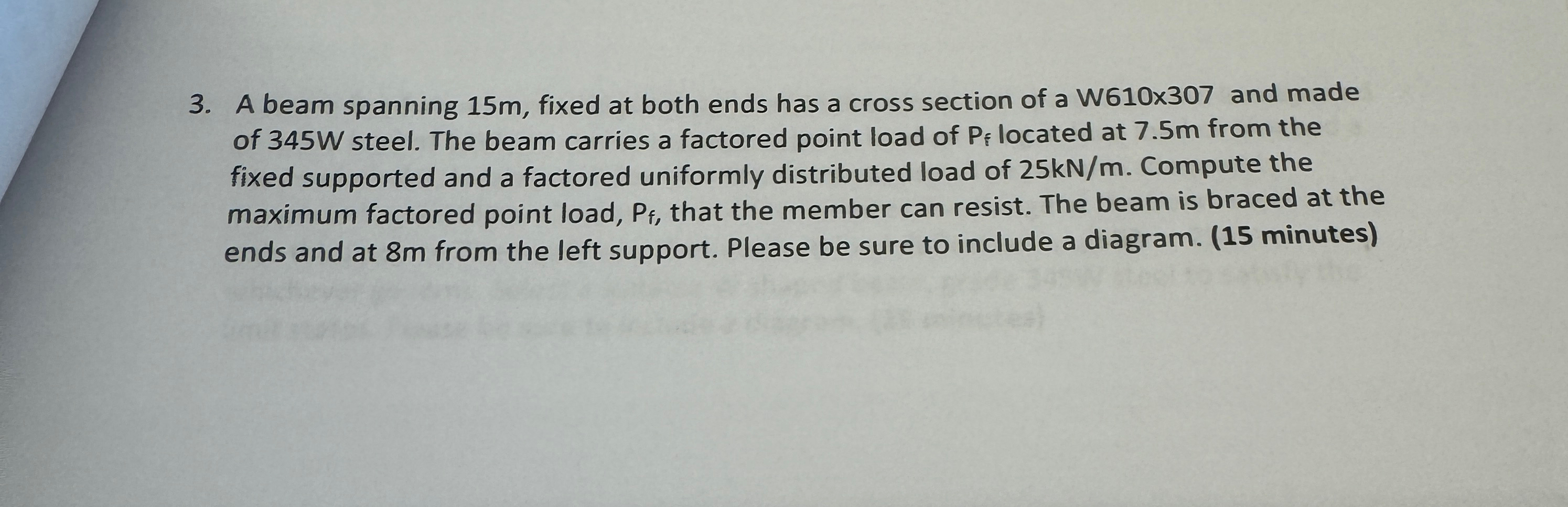 A beam spanning 1 5 m , fixed at both ends has a