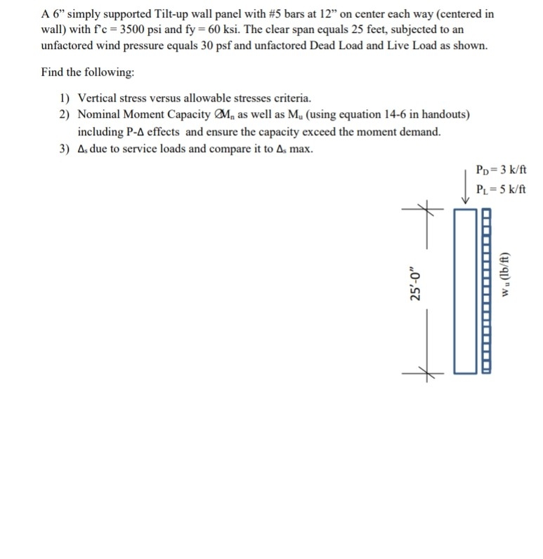 A 6 " simply supported Tilt - up wall panel with