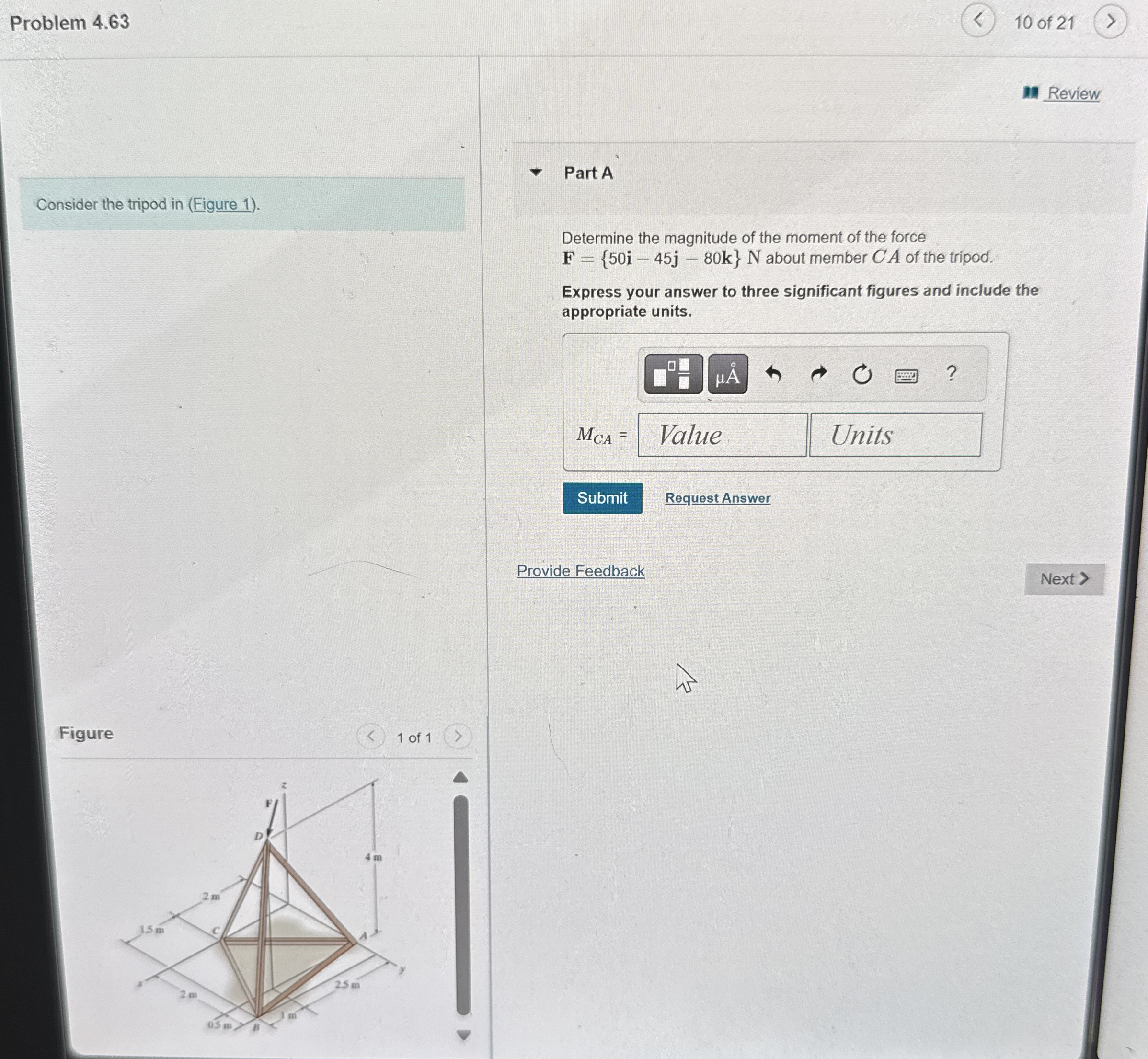 Consider the tripod in ( Figure 1 ) . Part A