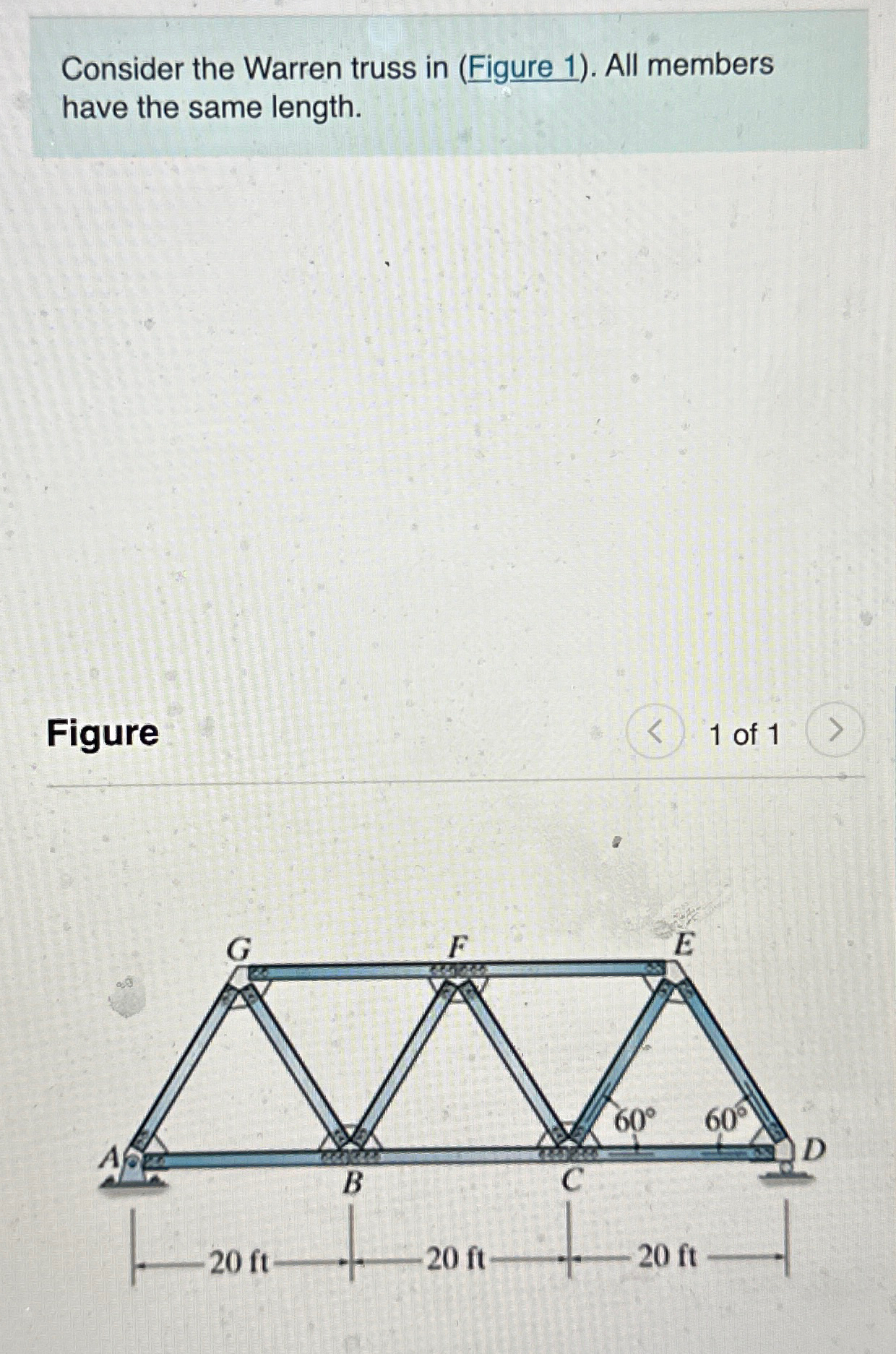 Consider the Warren truss in ( Figure 1 ) . All