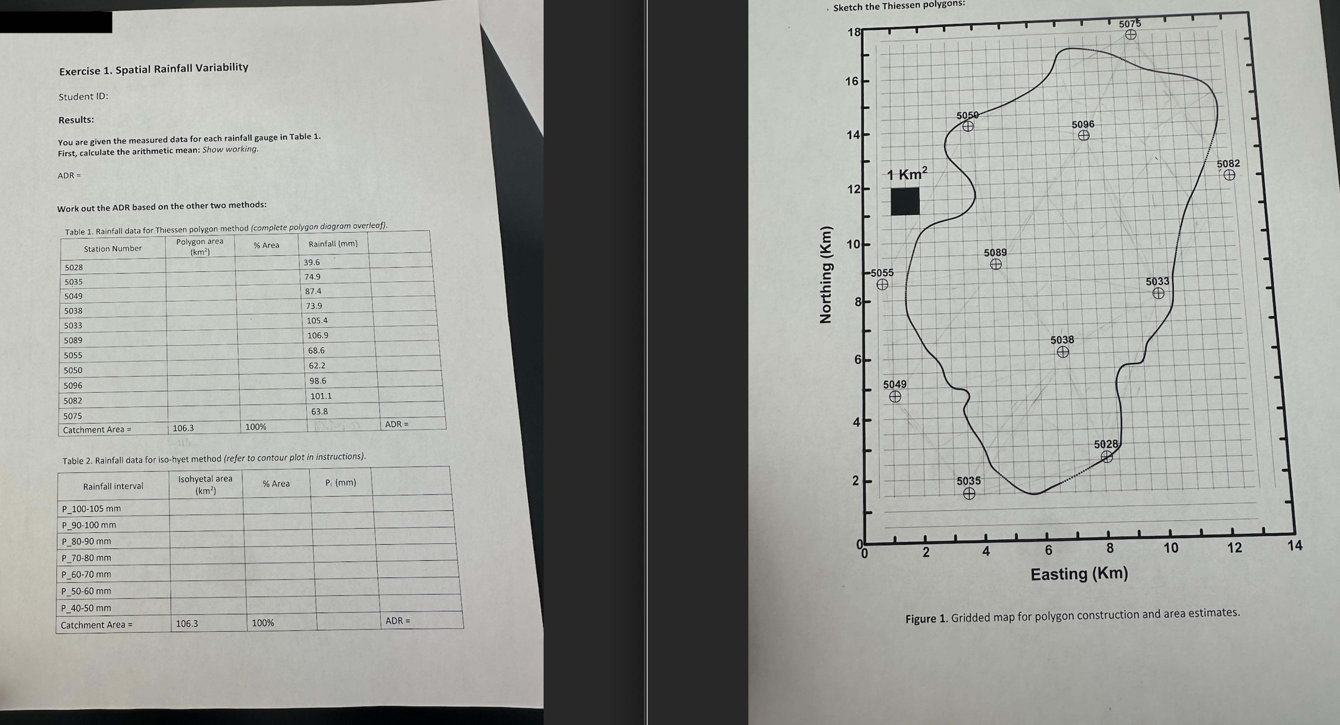 Exercise 1 . Spatial Rainfall Variability Student