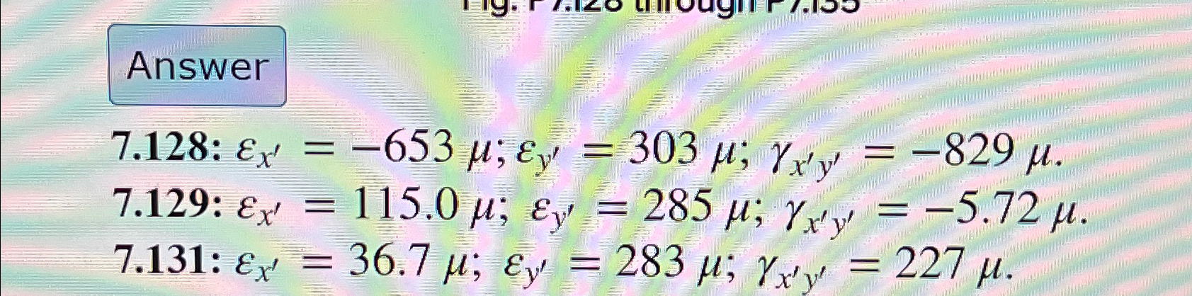 7 . 1 2 8 through 7 . 1 3 1 For the given state