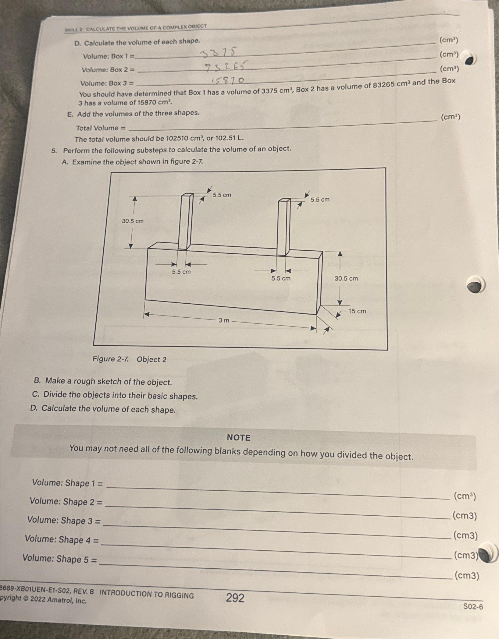 SKILL 2 CALCULATE THE VOLUME OF A COMPLEX OBJECT