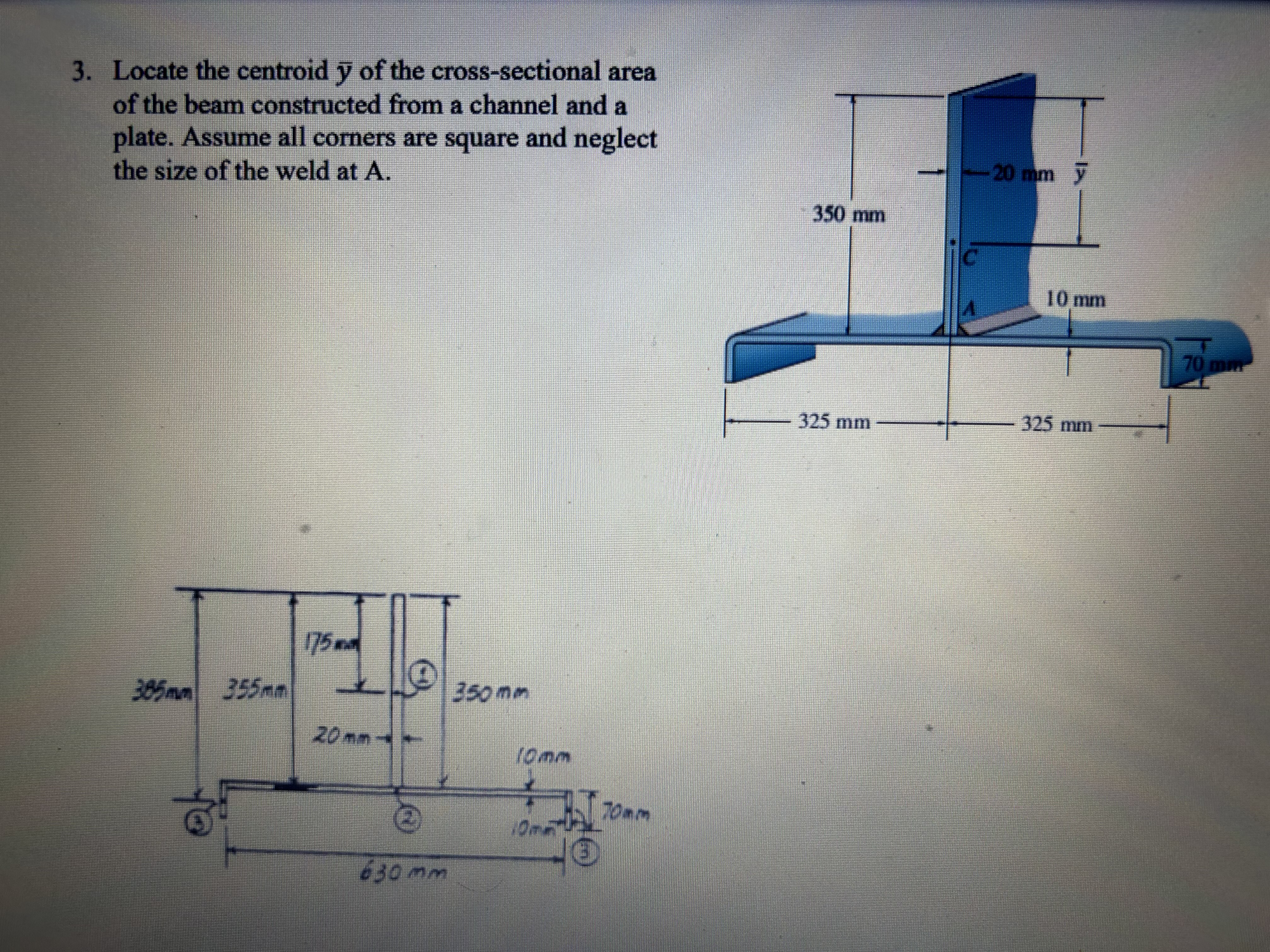 Locate the centroid y of the cross - sectional