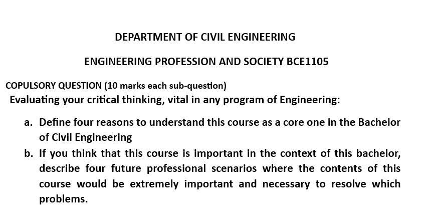 ENGINEERING PROFESSION AND SOCIETY BCE 1 1 0 5