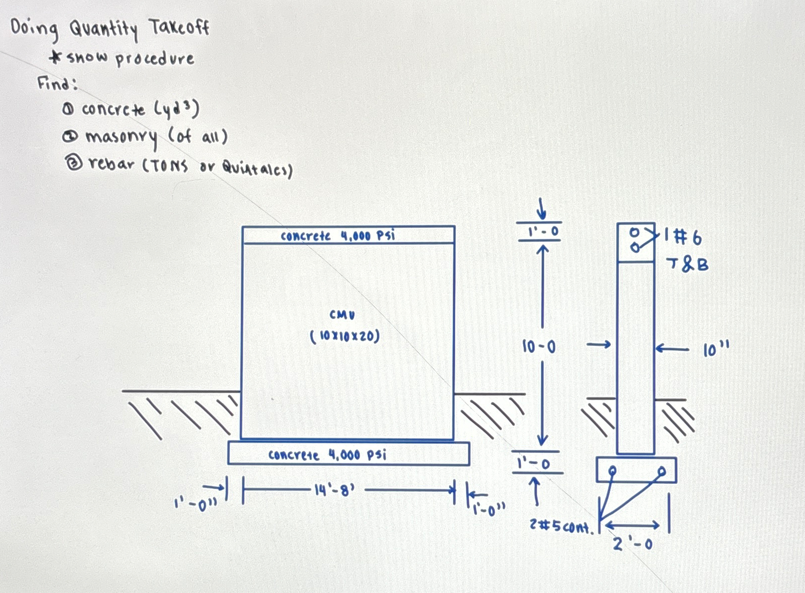 Doing Quantity Takeoff snow procedure Find: ( 1 )