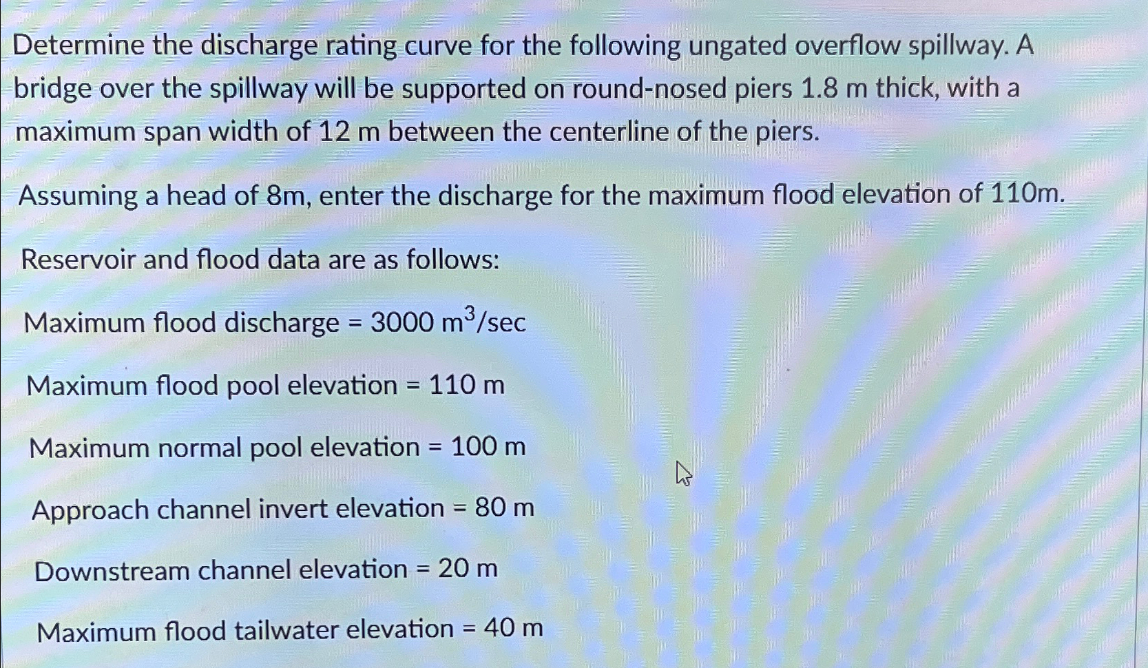Determine the discharge rating curve for the