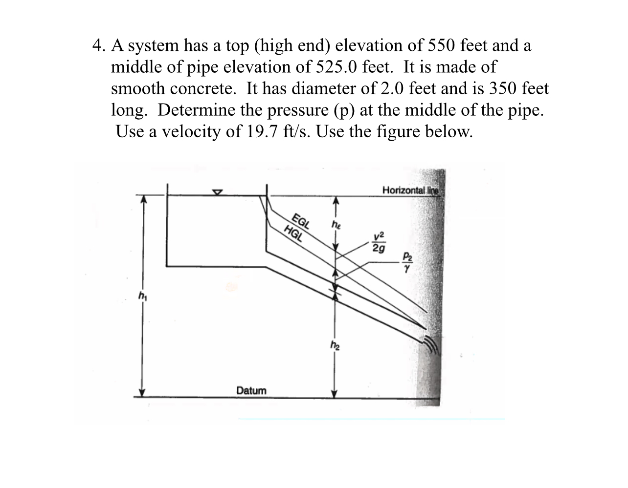 A system has a top ( high end ) elevation of 5 5