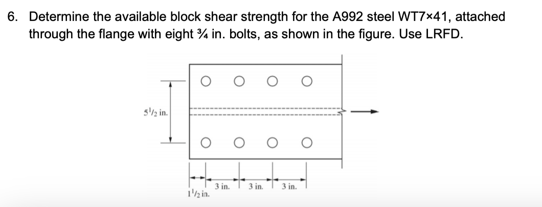 Determine the available block shear strength for