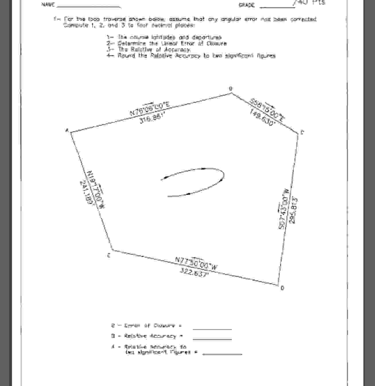 Calculate latitudes and departures given this