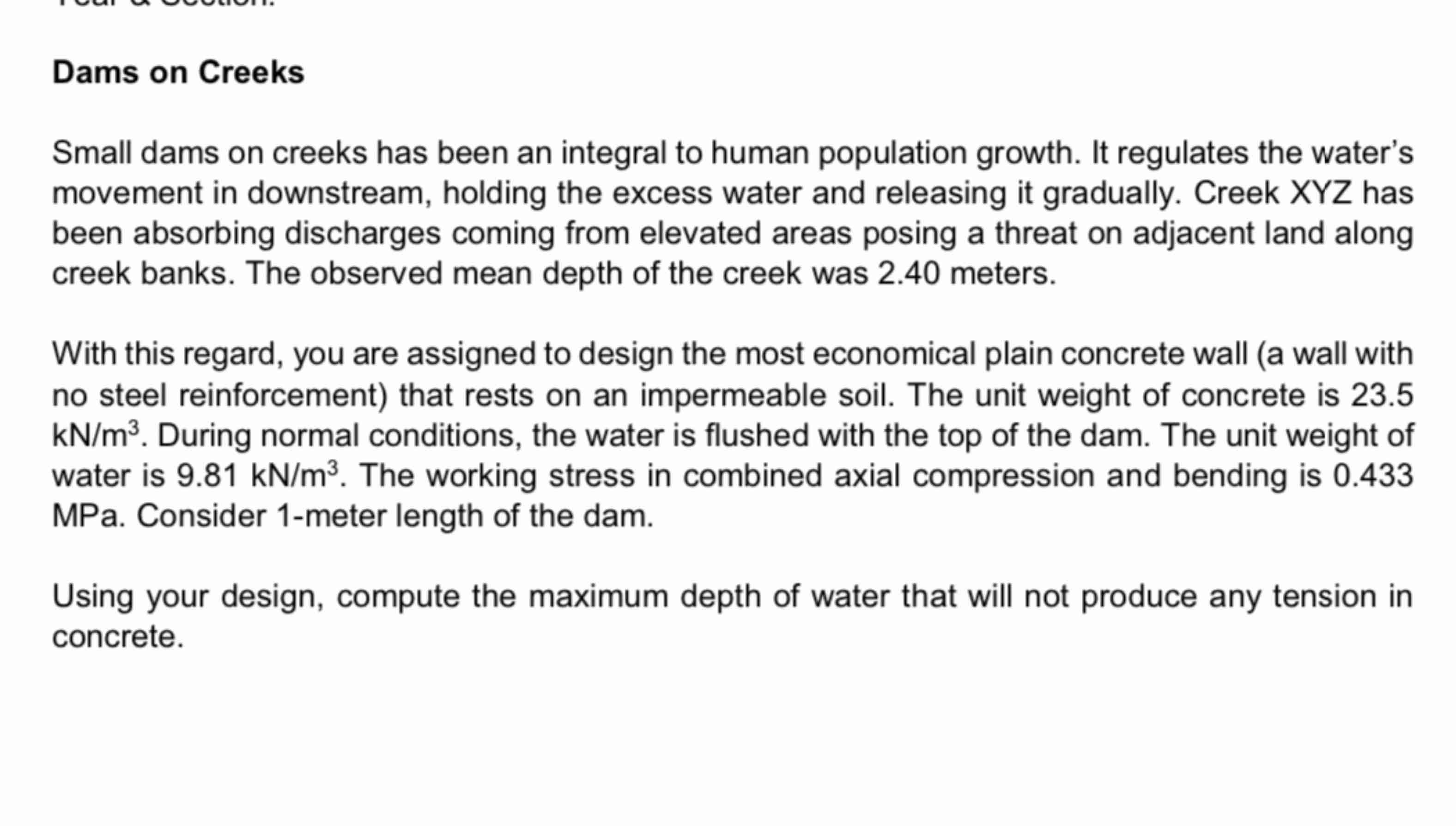 Dams on Creeks Small dams on creeks has been an