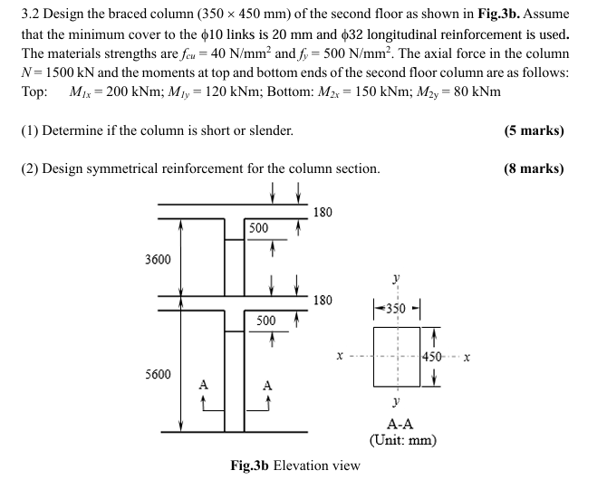 3 . 2 Design the braced column ( 3 5 0 4 5 0 m m