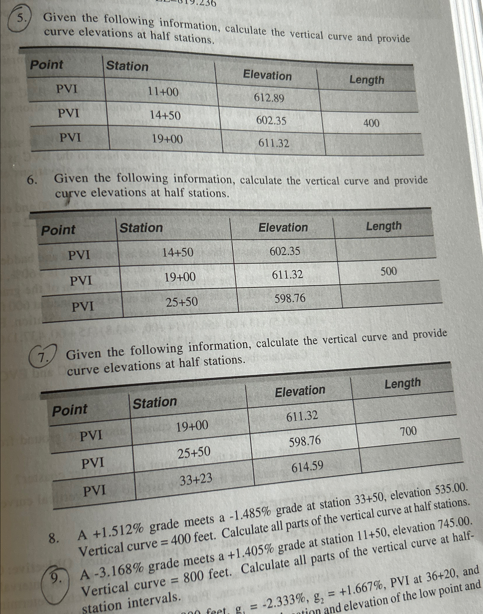 Given the following information, calculate the