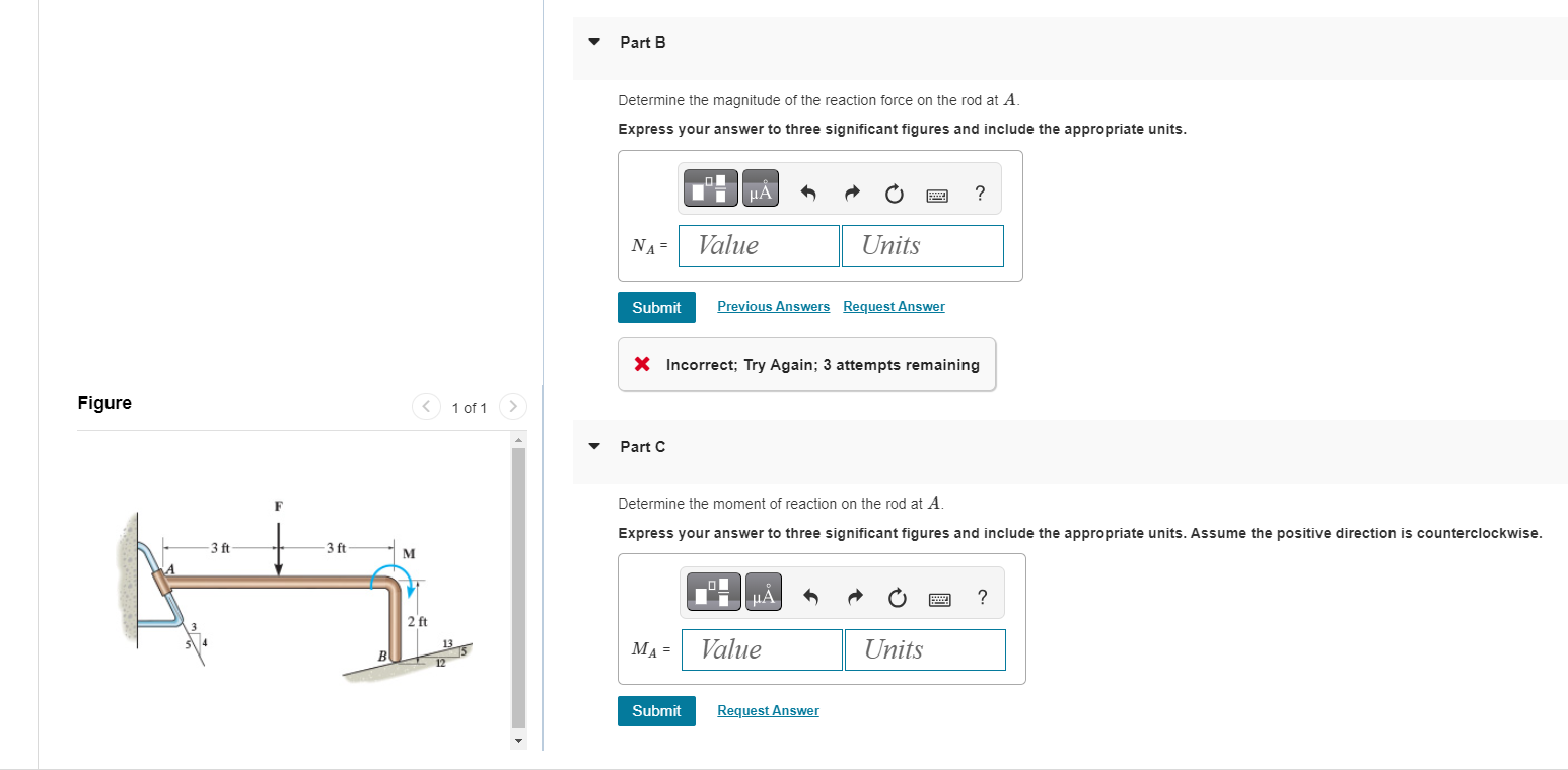 Part B Determine the magnitude of the reaction