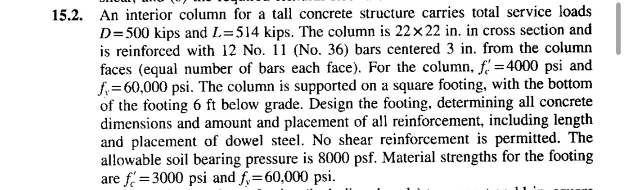 1 5 . 2 . An interior column for a tall concrete