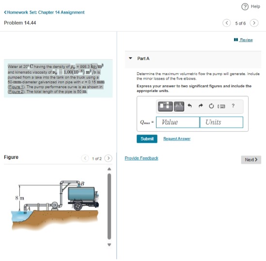 Problem 1 4 . 4 4 Water at 2 0 C having the