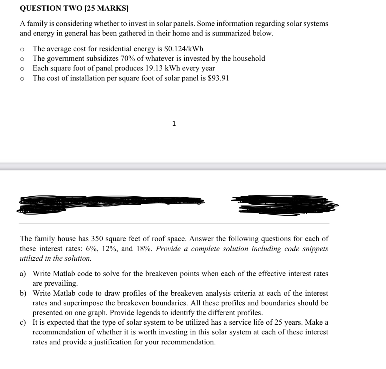 QUESTION TWO [ 2 5 MARKS ] A family is