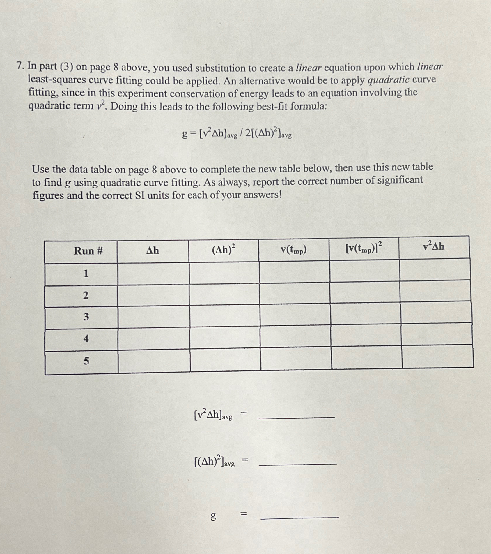 Analysis Summarize your results in the following