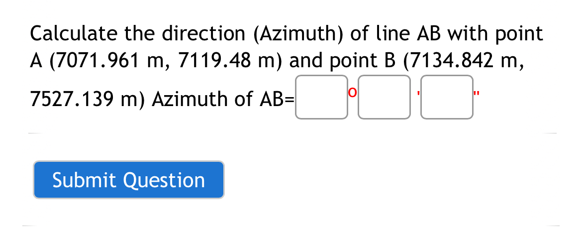 Calculate the direction ( Azimuth ) of line A B