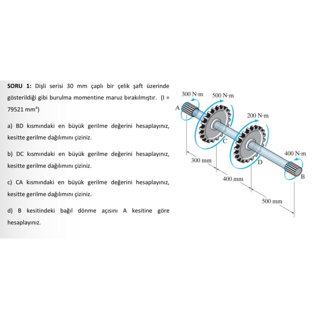 SORU 1 : Di li serisi 3 0 m m apl bir elik aft