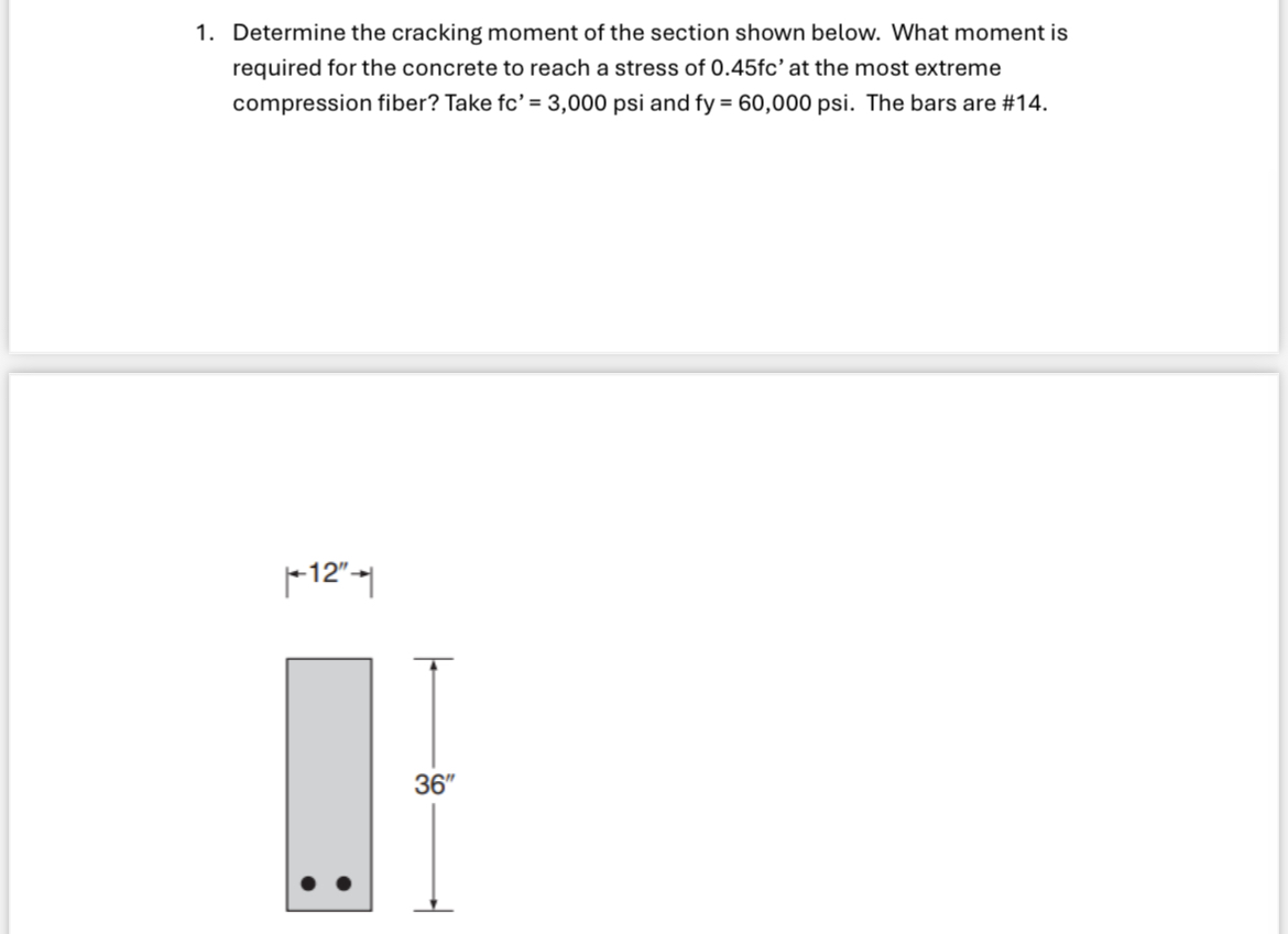 Determine the cracking moment of the section
