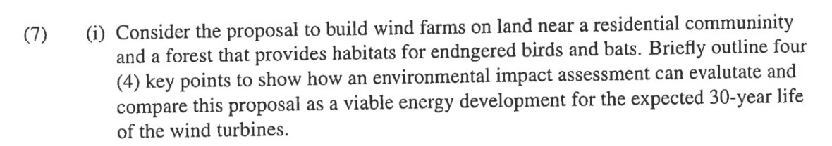 ( 7 ) ( i ) Consider the proposal to build wind