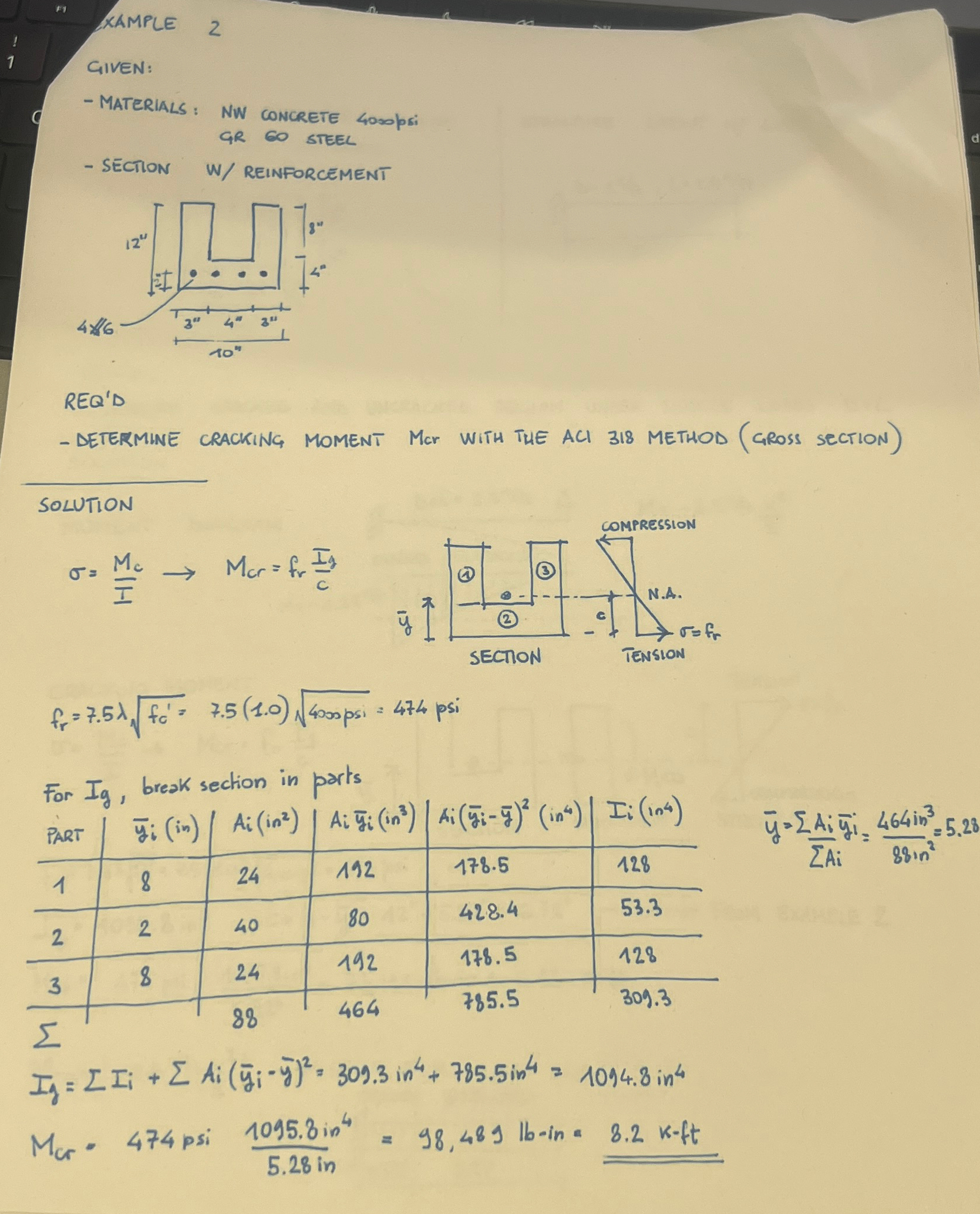 XAMPLE 2 GIVEN: MATERIALS: NW CONCRETE 4 0 sopsi