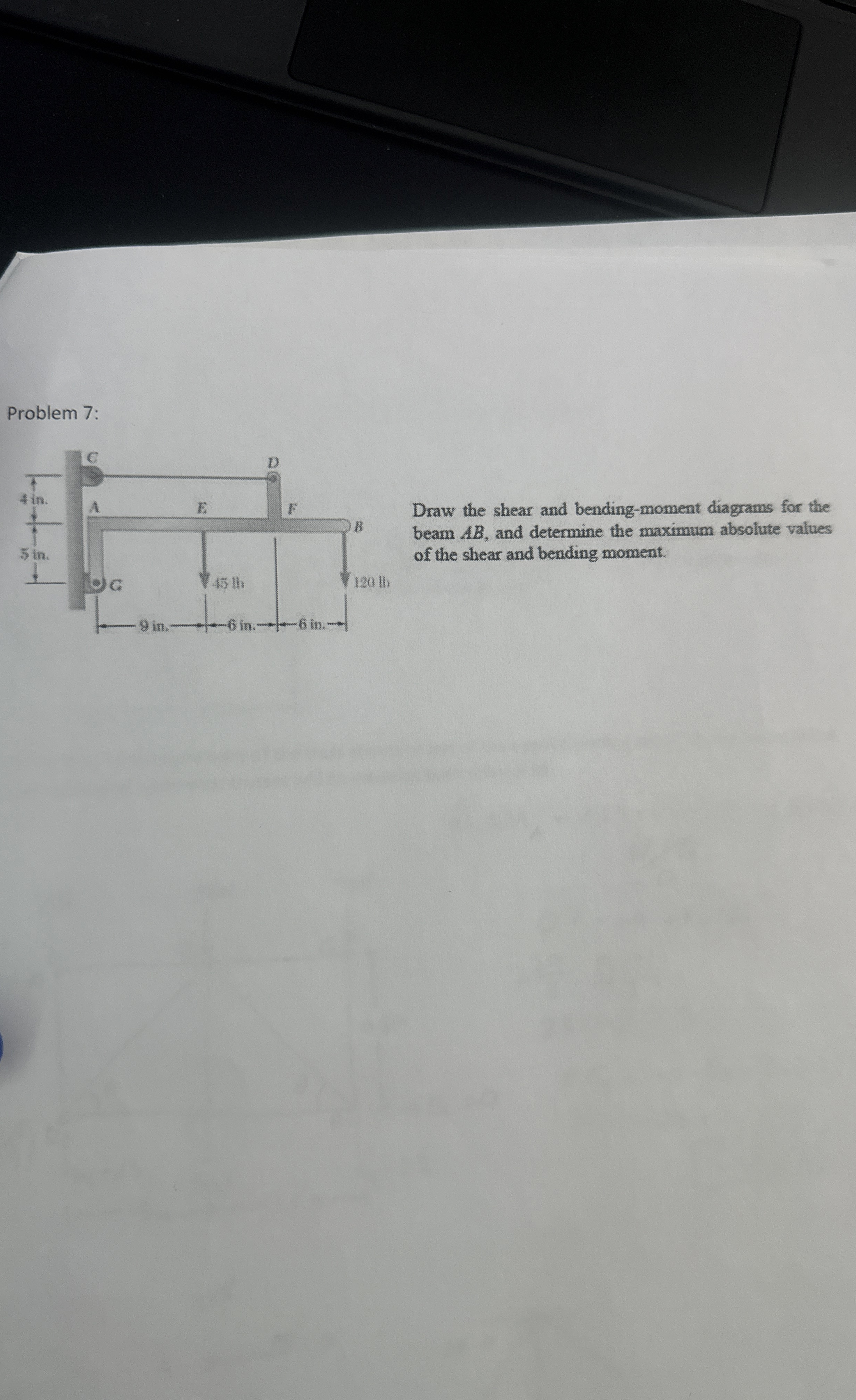 Problem 7 : Draw the shear and bending - moment