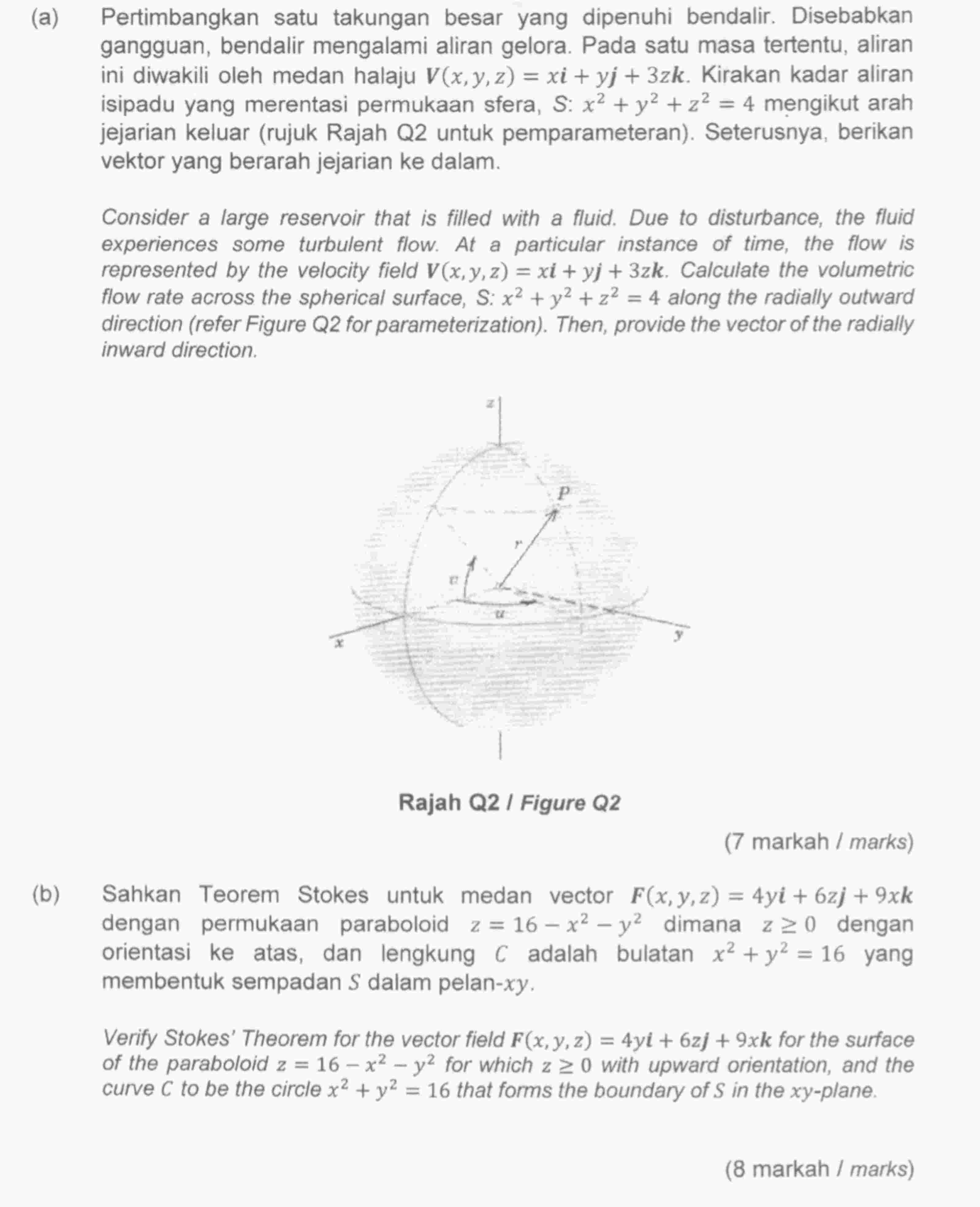 ( a ) Pertimbangkan satu takungan besar yang
