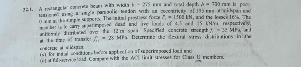 2 2 . 1 . A rectangular concrete beam with width