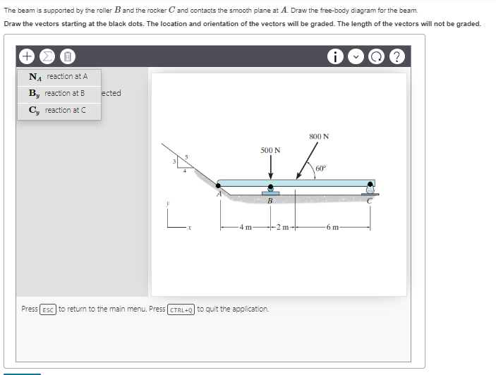 The beam is supported by the roller B and the