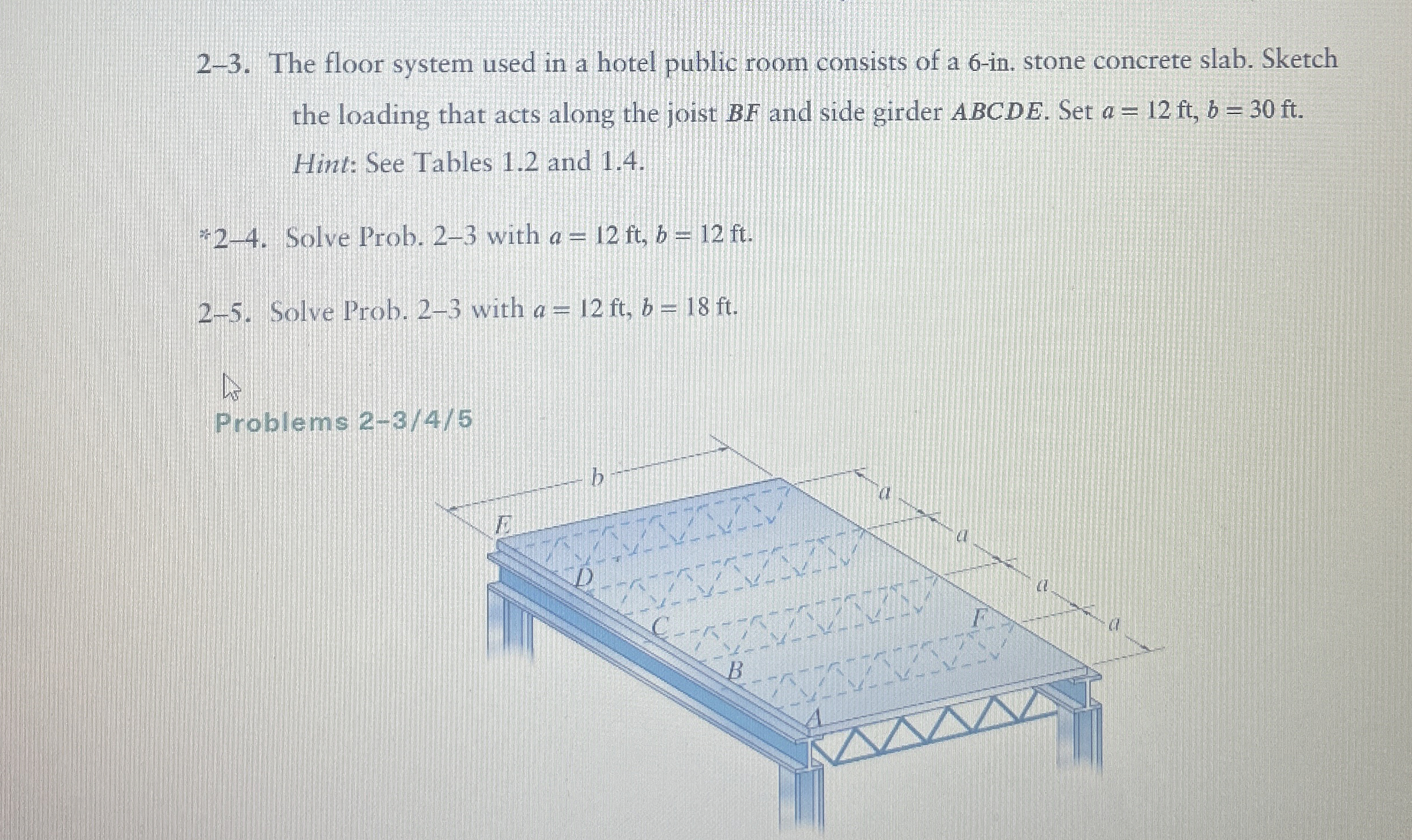 2 - 3 . The floor system used in a hotel public