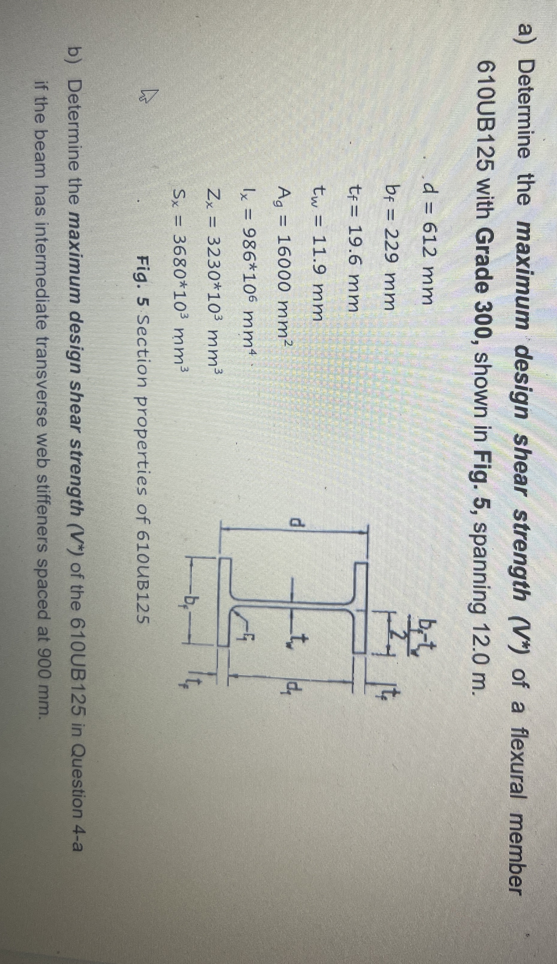 a ) Determine the maximum design shear strength (