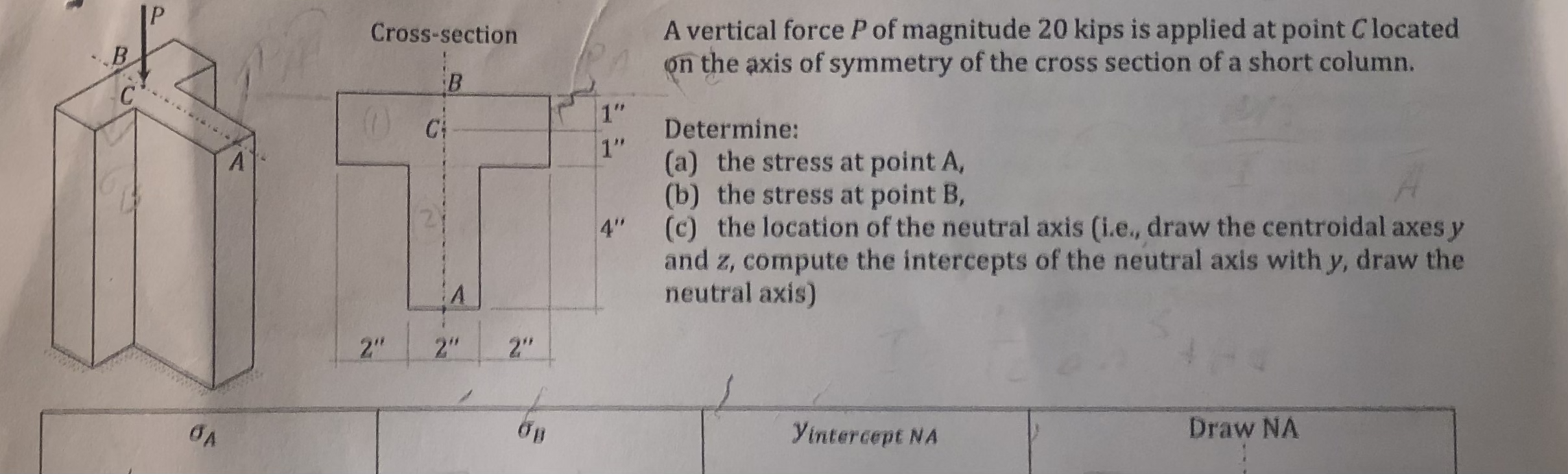 Cross - section 2 ' ' A vertical force P of