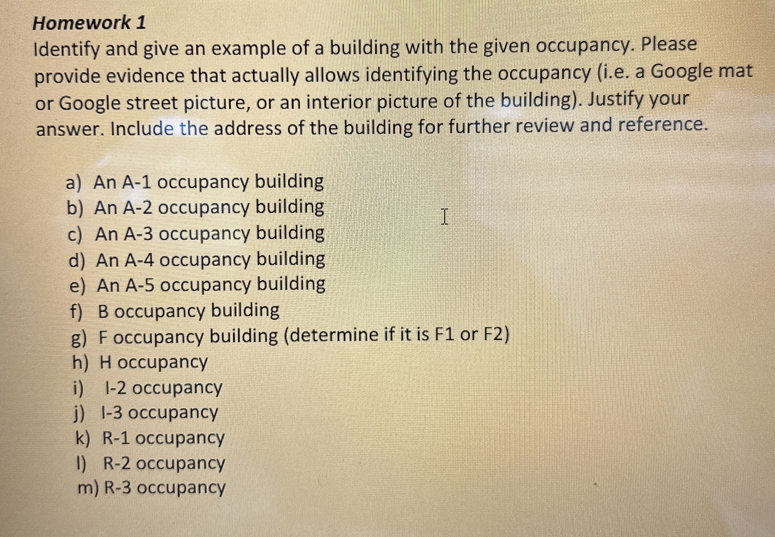 Homework 1 Identify and give an example of a