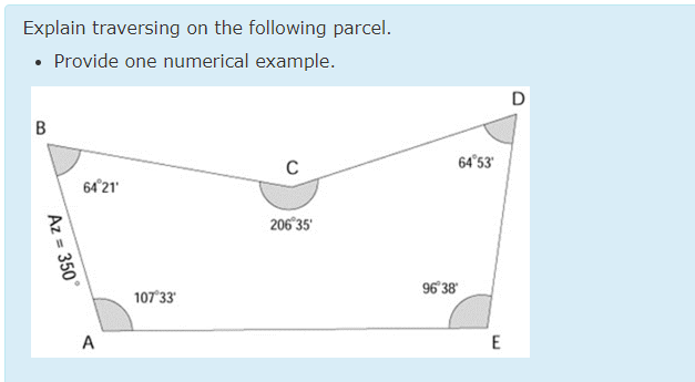 Explain traversing on the following parcel.