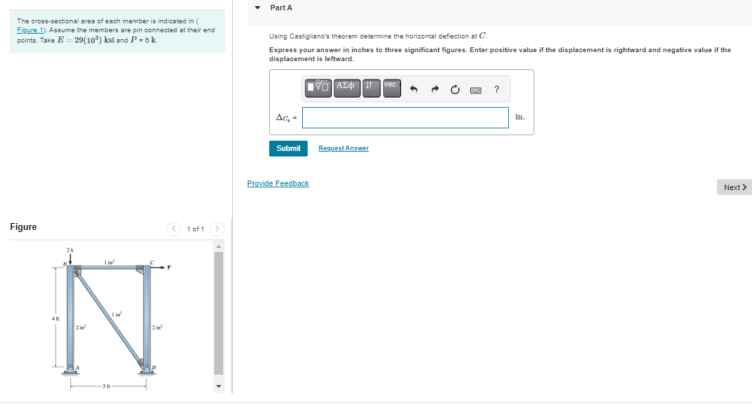The cross - sectional area of each member is