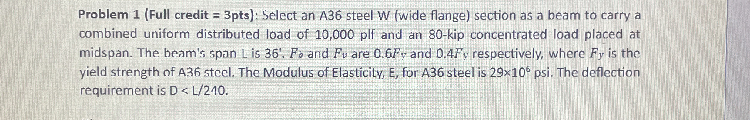 Problem 1 ( Full credit = 3 pts ) : Select an A 3