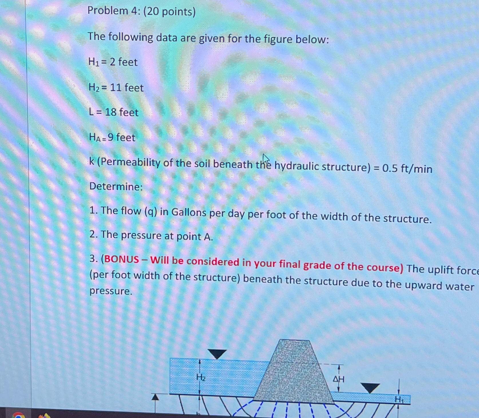 Problem 4 : ( 2 0 points ) The following data are