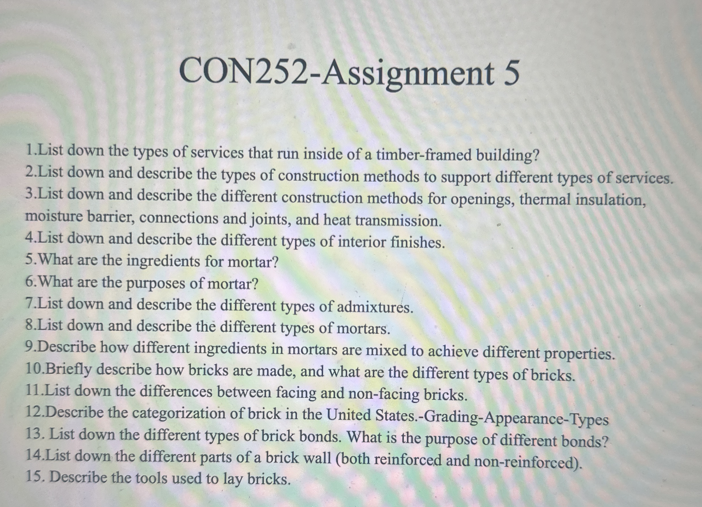 1 . List down the types of services that run