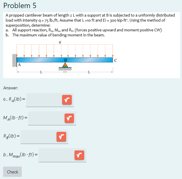 Problem 5 A propped cantilever beam of length 2 L