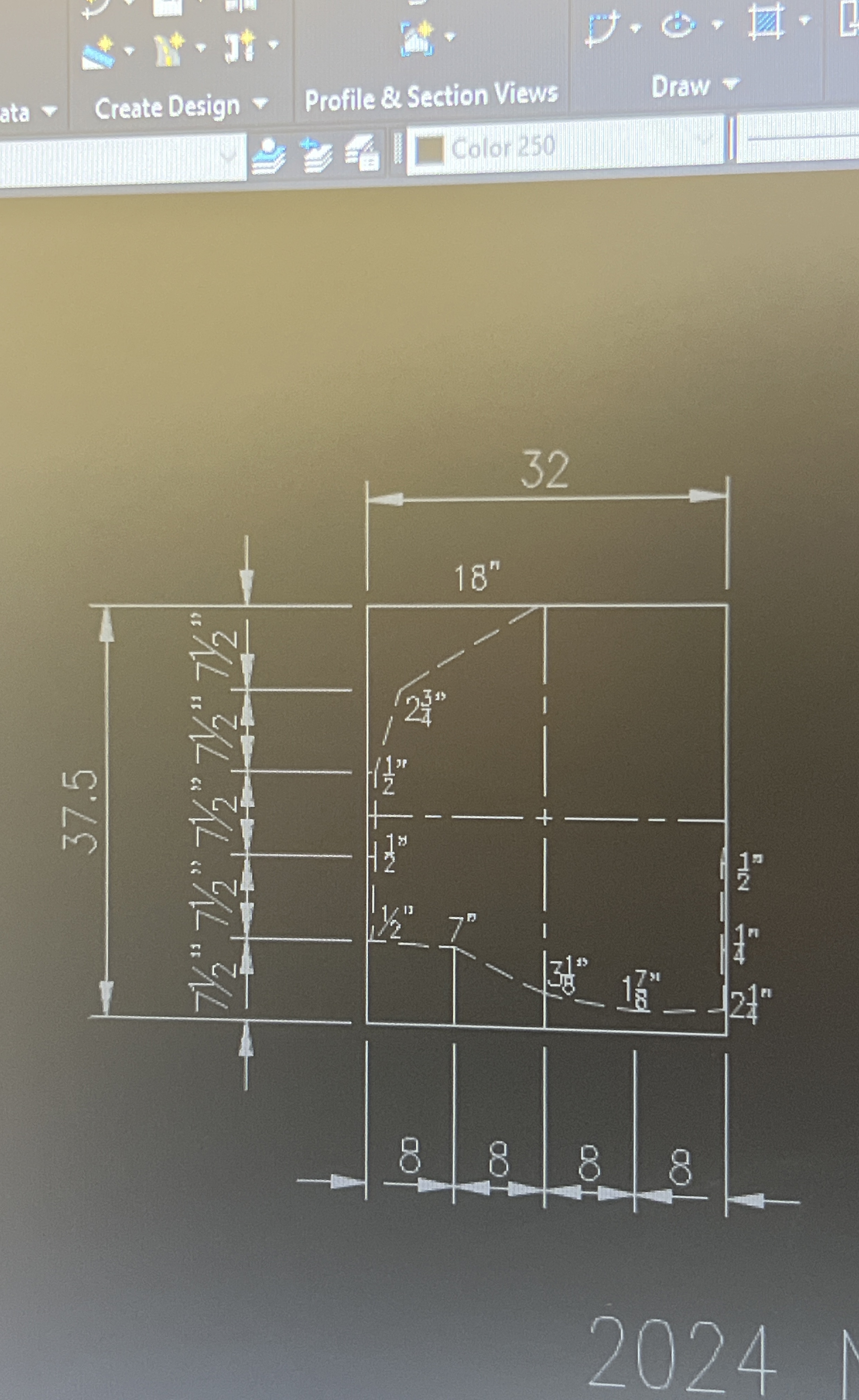 Find the Area of this irregular shape in Sq in