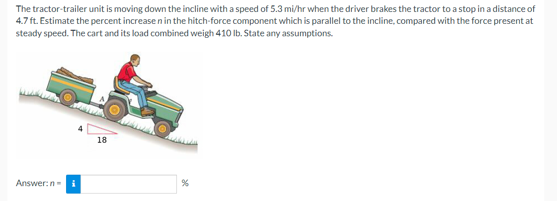 The tractor - trailer unit is moving down the