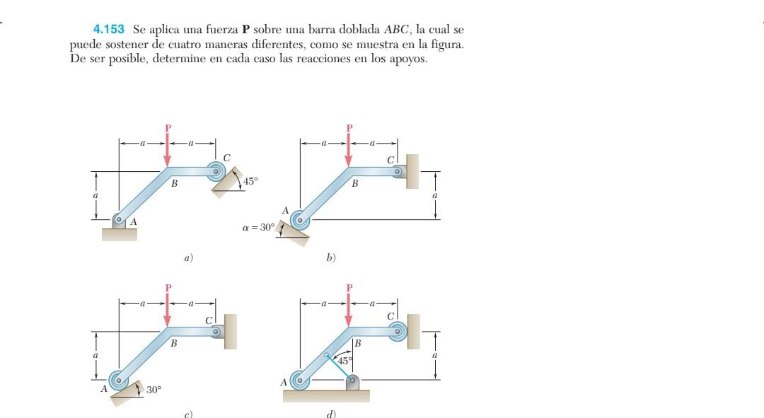 4 . 1 5 3 Se aplica una fuerza P sobre una barra