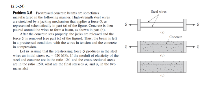 ( 2 . 5 - 2 4 ) Problem 3 . 5 Prestressed