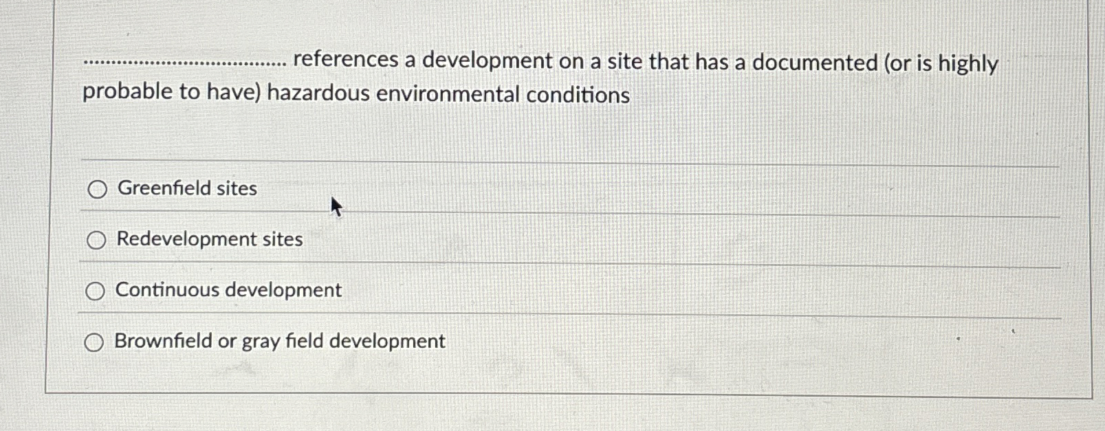 references a development on a site that has a